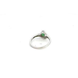 10K White Gold Emerald & Diamond Ring