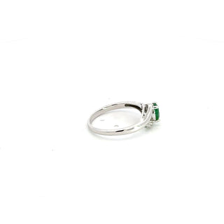 10K White Gold Emerald & Diamond Ring