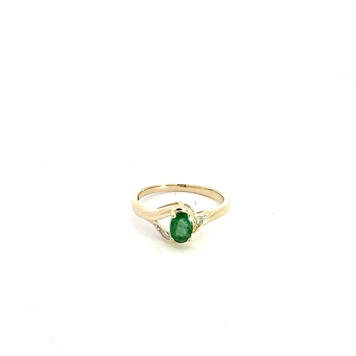 10K Yellow Gold Emerald &amp; Diamond Ring