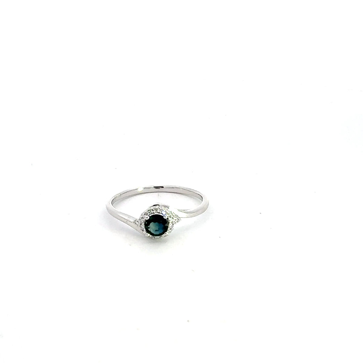 10K White Gold Sapphire &amp; Diamond Ring