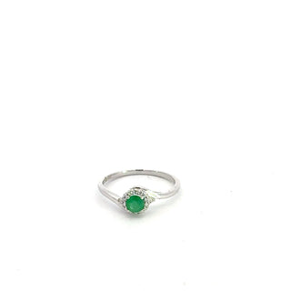 10K White Gold Emerald & Diamond Ring