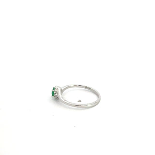 10K White Gold Emerald & Diamond Ring