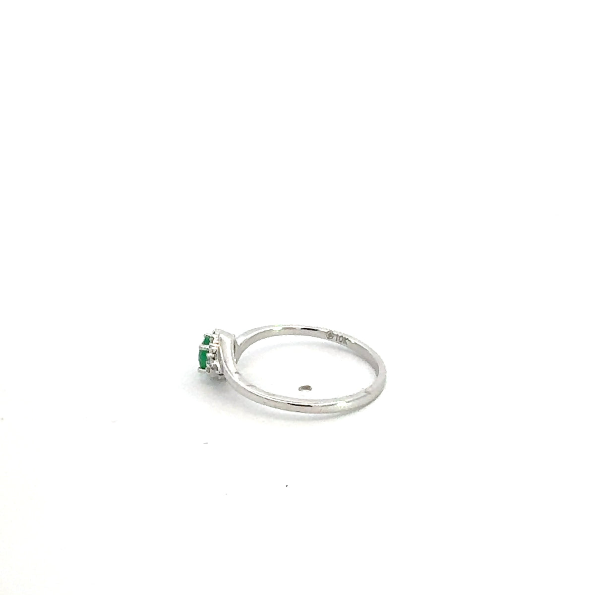 10K White Gold Emerald &amp; Diamond Ring