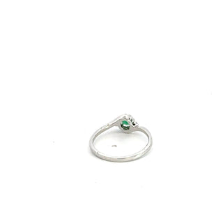 10K White Gold Emerald & Diamond Ring