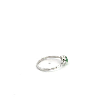 10K White Gold Emerald & Diamond Ring
