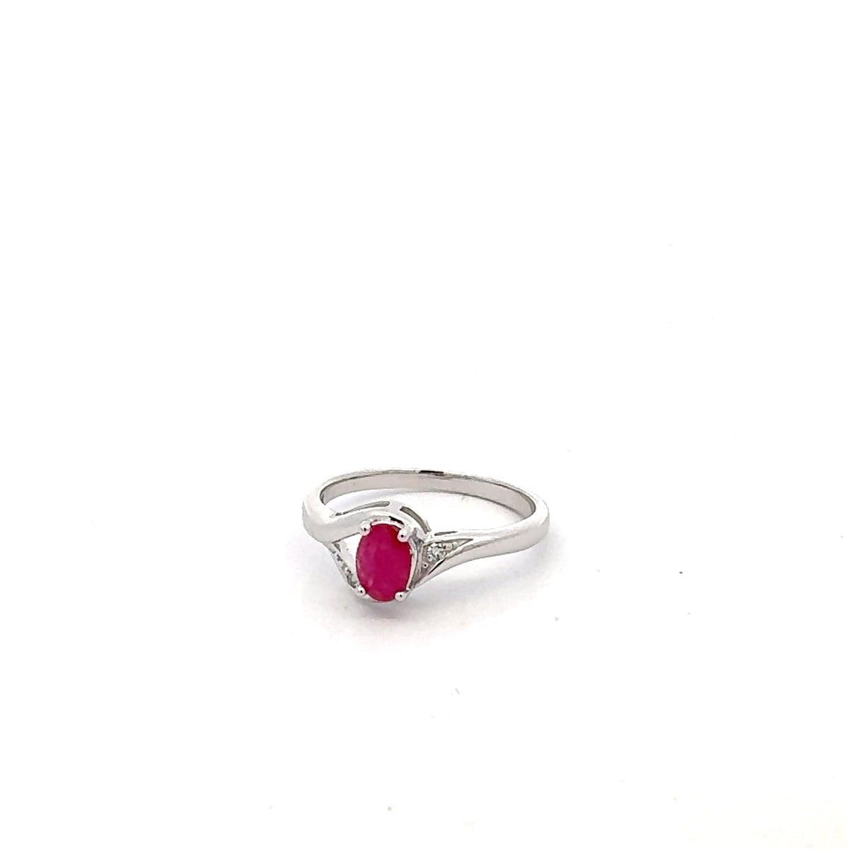 10K White Gold Ruby &amp; Diamond Ring