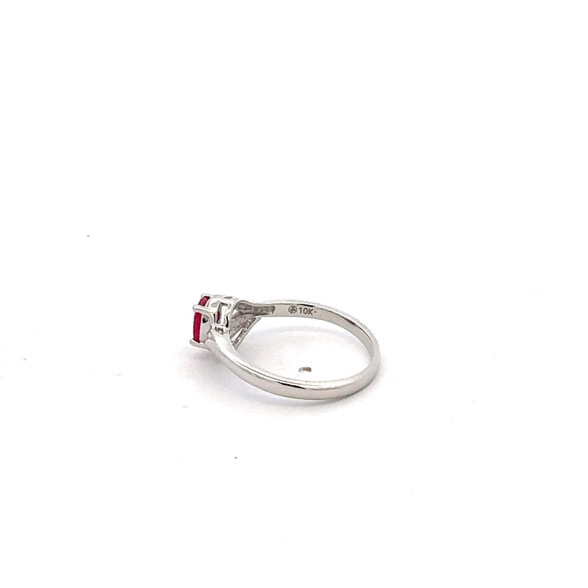 10K White Gold Ruby &amp; Diamond Ring