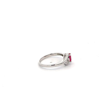 10K White Gold Ruby & Diamond Ring