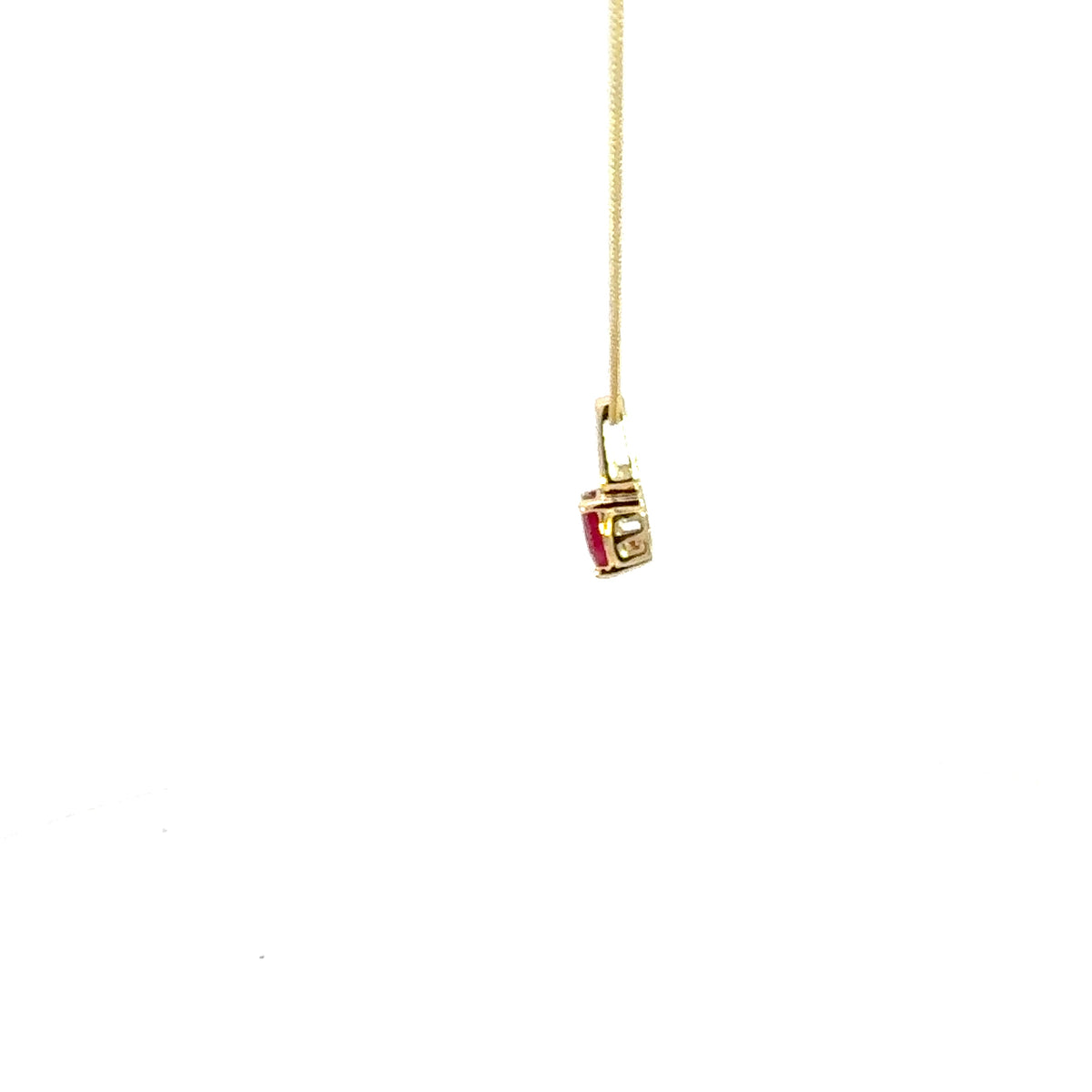 10K Yellow Gold Diamond and Ruby Pendant, 18&quot;