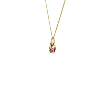10K Yellow Gold Diamond and Ruby Pendant, 18"