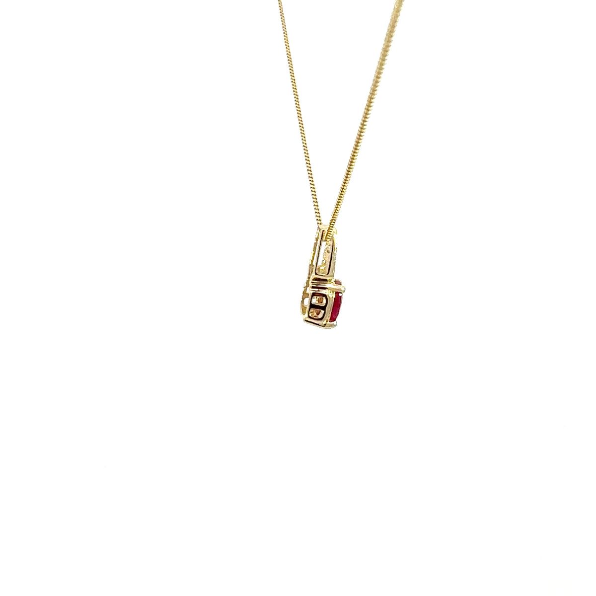 10K Yellow Gold Diamond and Ruby Pendant, 18&quot;