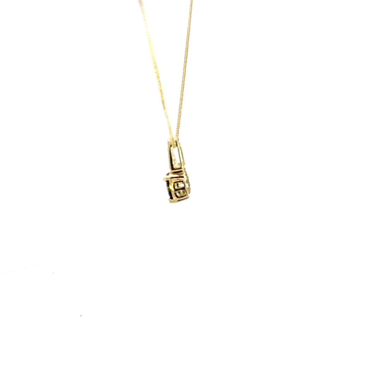 10K Yellow Gold Diamond and Sapphire Pendant, 18&quot;