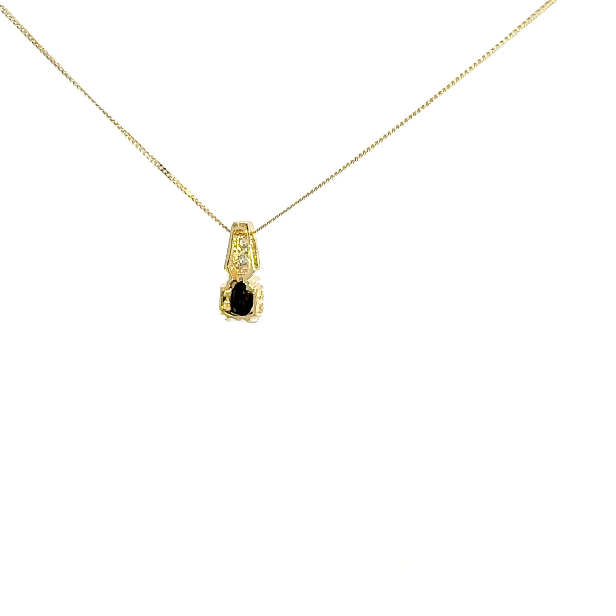 10K Yellow Gold Diamond and Sapphire Pendant, 18&quot;