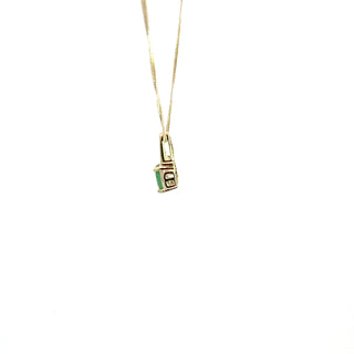 10K Yellow Gold Diamond and Emerald Pendant, 18"