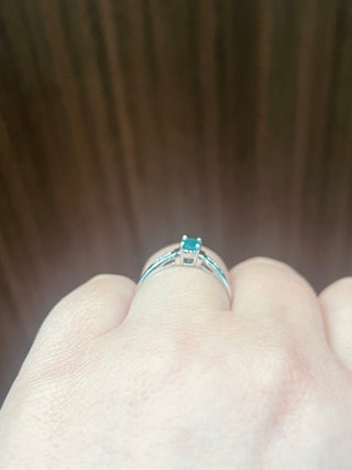 10K White Gold Emerald & Diamond Ring
