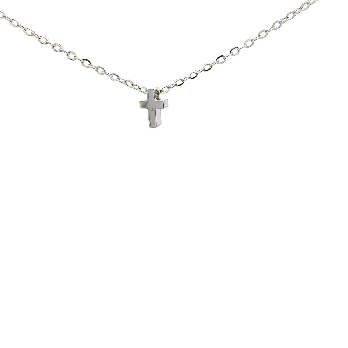 Stainless Steel 8.5X6mm Cross Pendant - 18&quot;