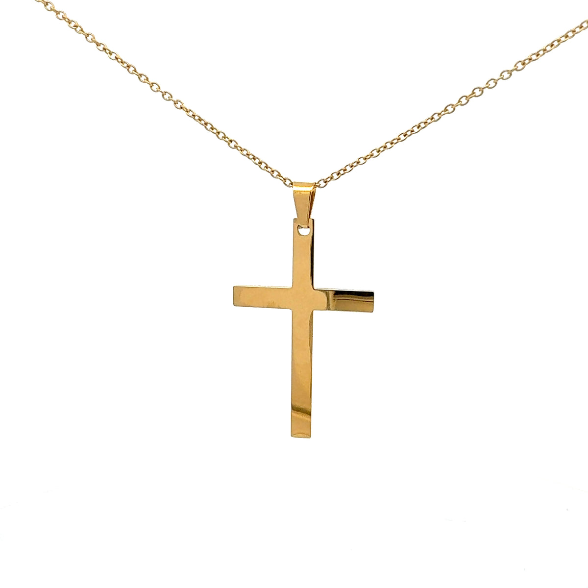 Stainless Steel Gold Plated 40X25mm Cross Pendant - 18&quot;