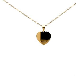 Stainless Steel Gold Plated 23X21mm Engravable Heart Pendant - 18"