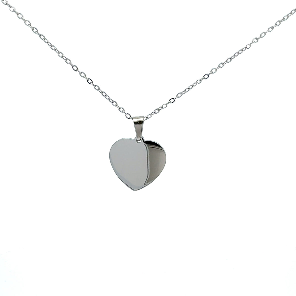 Stainless Steel 23X21mm Engravable Heart Pendant - 18&quot;