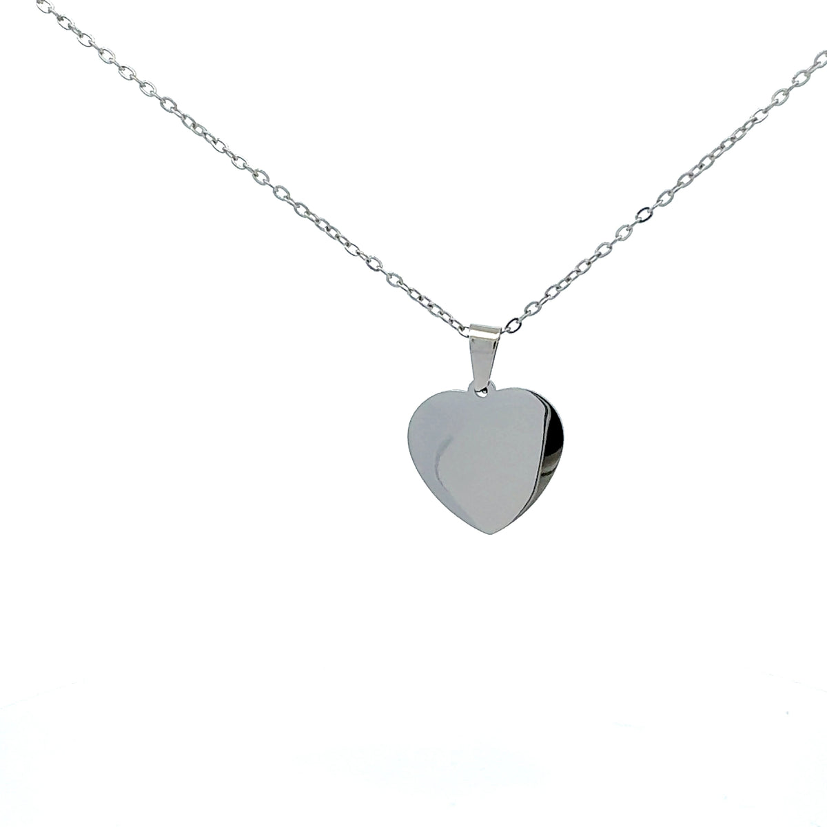 Stainless Steel 23X21mm Engravable Heart Pendant - 18&quot;