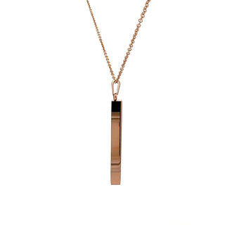 Stainless Steel Rose Gold Plated 39X5mm Engravable Bar Pendant - 18"