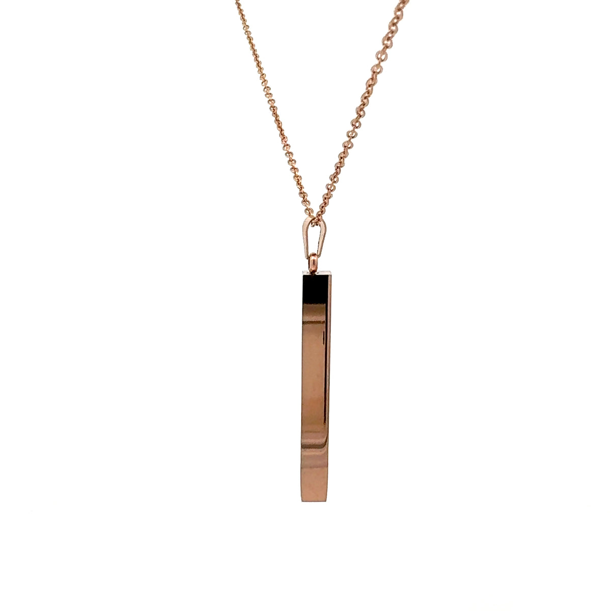 Stainless Steel Rose Gold Plated 39X5mm Engravable Bar Pendant - 18&quot;