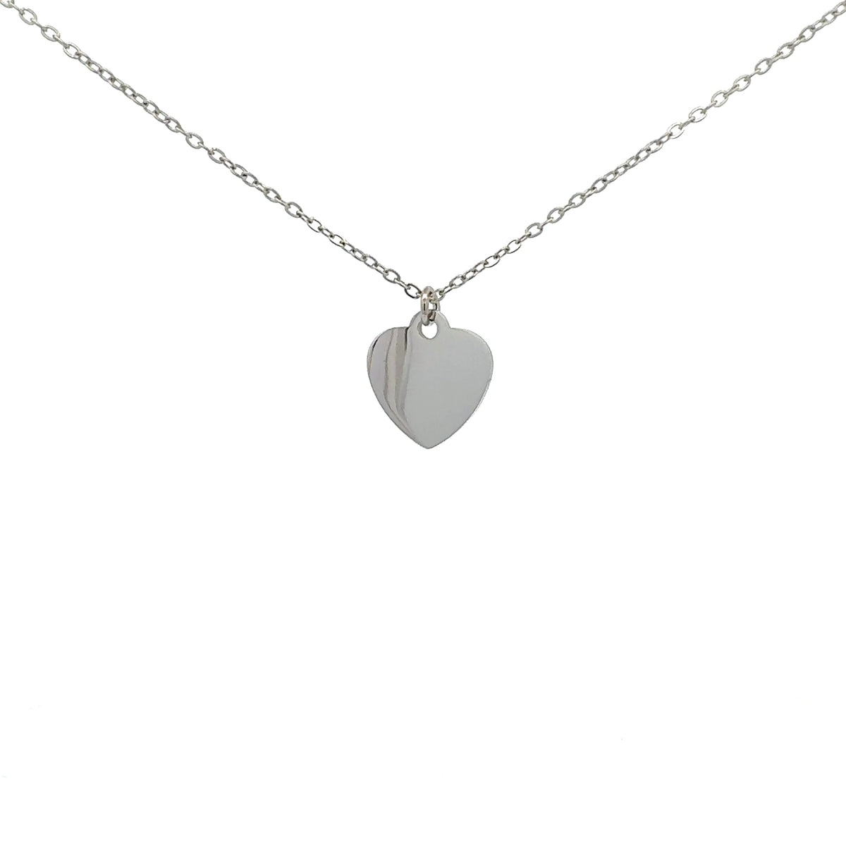 Stainless Steel 18X16mm Engravable Heart Pendant - 18&quot;