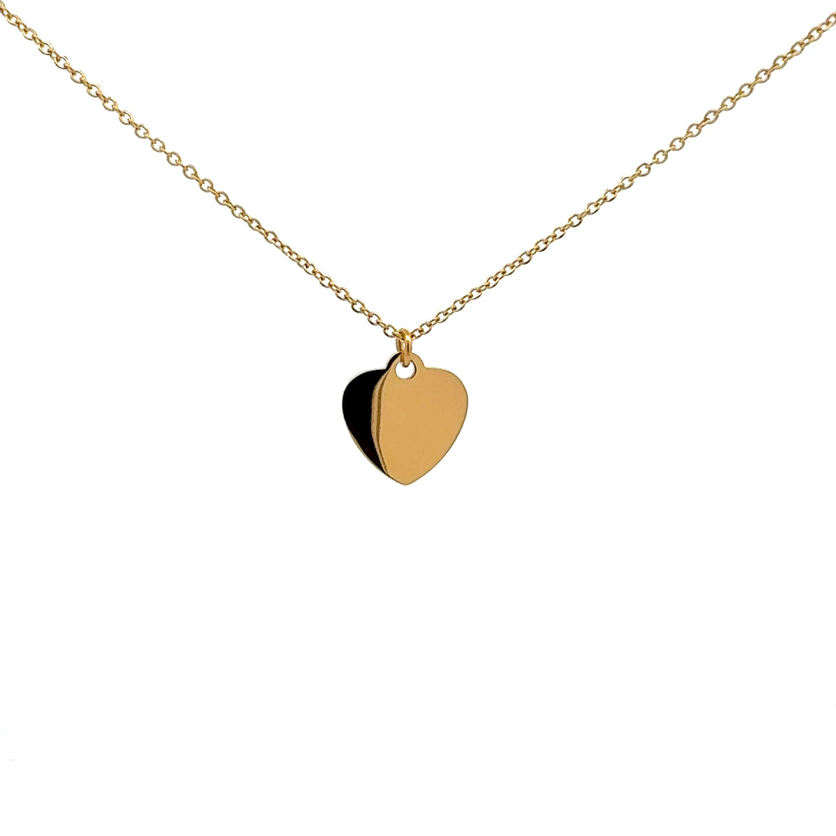 Stainless Steel Gold Plated 18X16mm Engravable Heart Pendant - 18&quot;