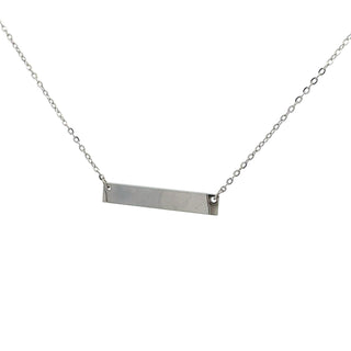 Stainless Steel 7x35mm Engravable Bar Pendant - 18"