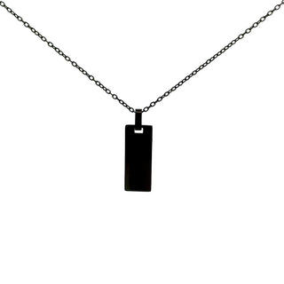 Stainless Steel Black Plated 25x10mm Engravable Dog Tag Pendant - 18"