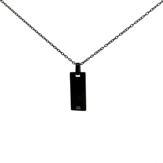 Stainless Steel Black Plated 25x10mm Engravable Dog Tag Pendant - 18"