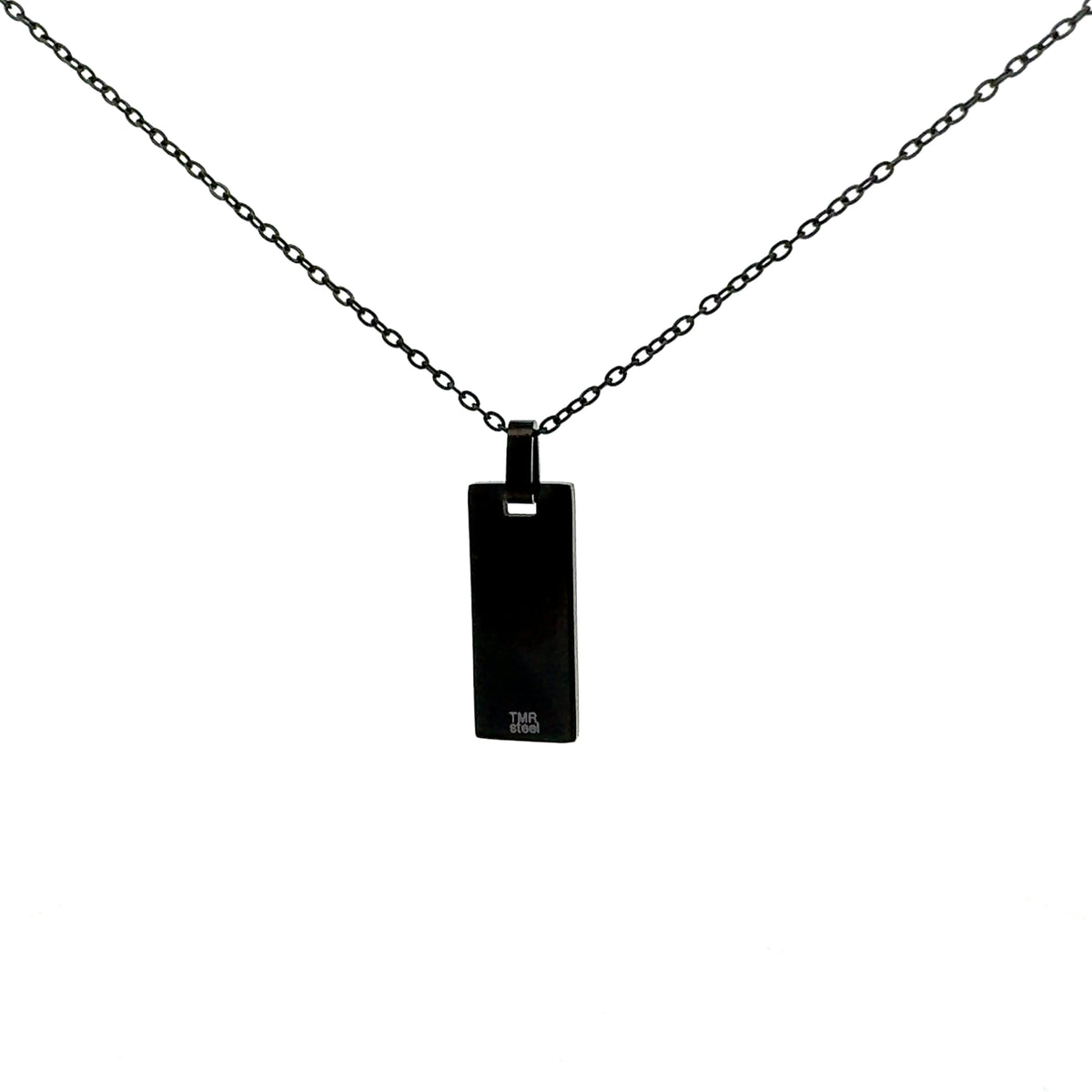 Stainless Steel Black Plated 25x10mm Engravable Dog Tag Pendant - 18&quot;