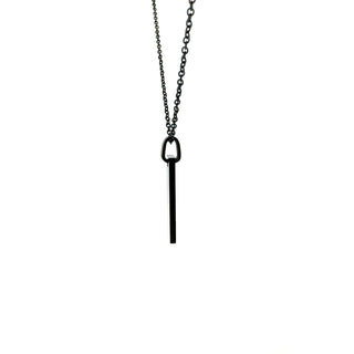 Stainless Steel Black Plated 25x10mm Engravable Dog Tag Pendant - 18"