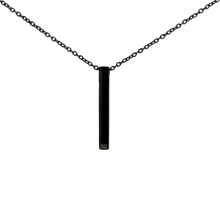Stainless Steel Black Plated 39X5mm Engravable Bar Pendant - 18"