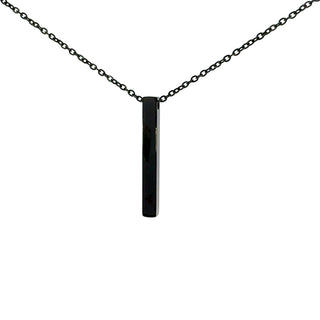 Stainless Steel Black Plated 39X5mm Engravable Bar Pendant - 18"