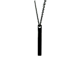 Stainless Steel Black Plated 39X5mm Engravable Bar Pendant - 18"
