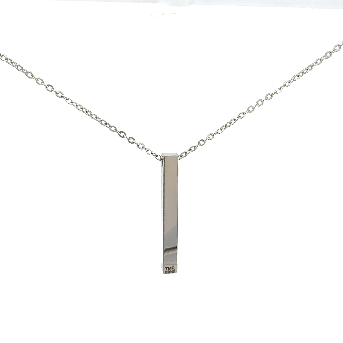 Stainless Steel 39X5mm Engravable Bar Pendant - 18&quot;