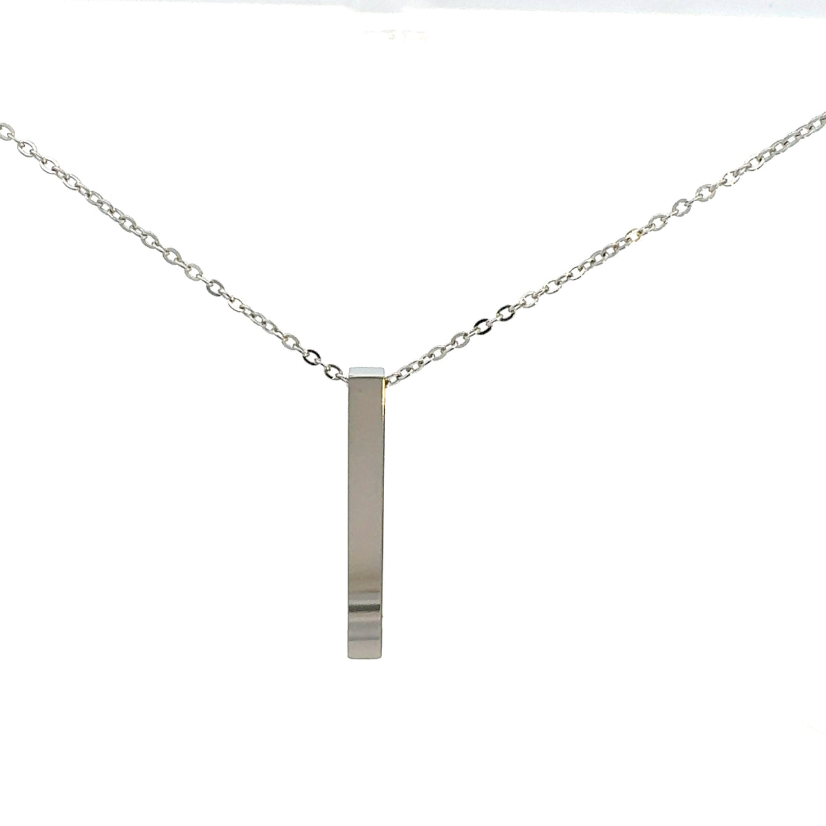 Stainless Steel 39X5mm Engravable Bar Pendant - 18&quot;