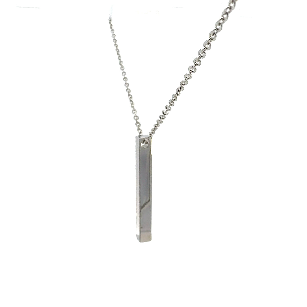 Stainless Steel 39X5mm Engravable Bar Pendant - 18&quot;