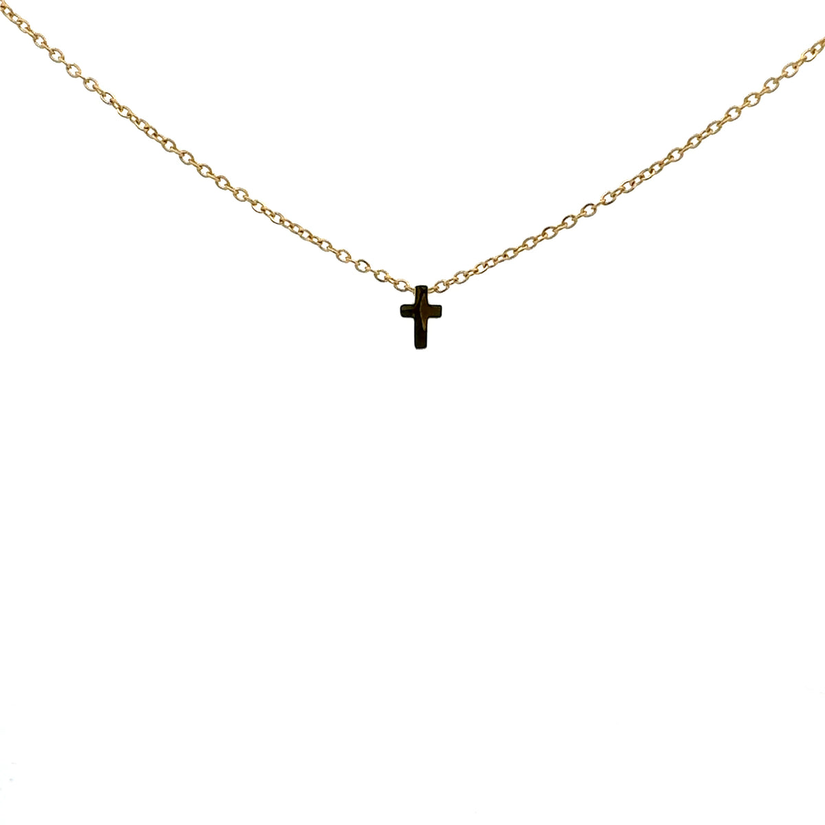 Stainless Steel Gold Plated 8.5X6mm Cross Pendant - 18&quot;