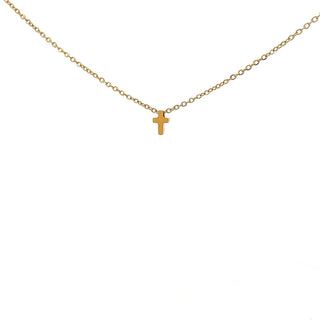 Stainless Steel Gold Plated 8.5X6mm Cross Pendant - 18"