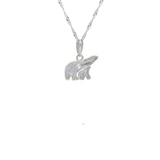 14K White  Gold 0.27cttw Diamond Mother and Cub Necklace with Singapore Chain (Spring Clasp) - Adjustable 16 & 18 Inches
