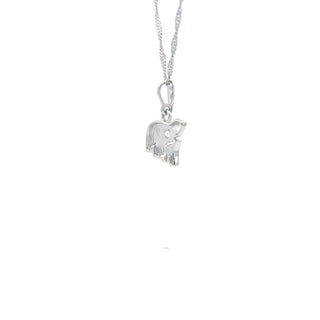 14K White  Gold 0.27cttw Diamond Mother and Cub Necklace with Singapore Chain (Spring Clasp) - Adjustable 16 & 18 Inches