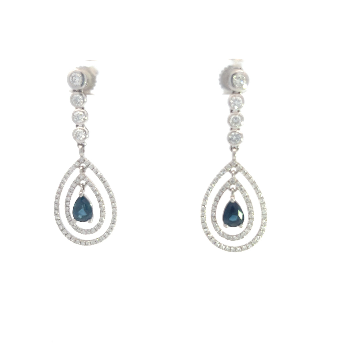 14K White Gold Sapphire and Diamond Earring