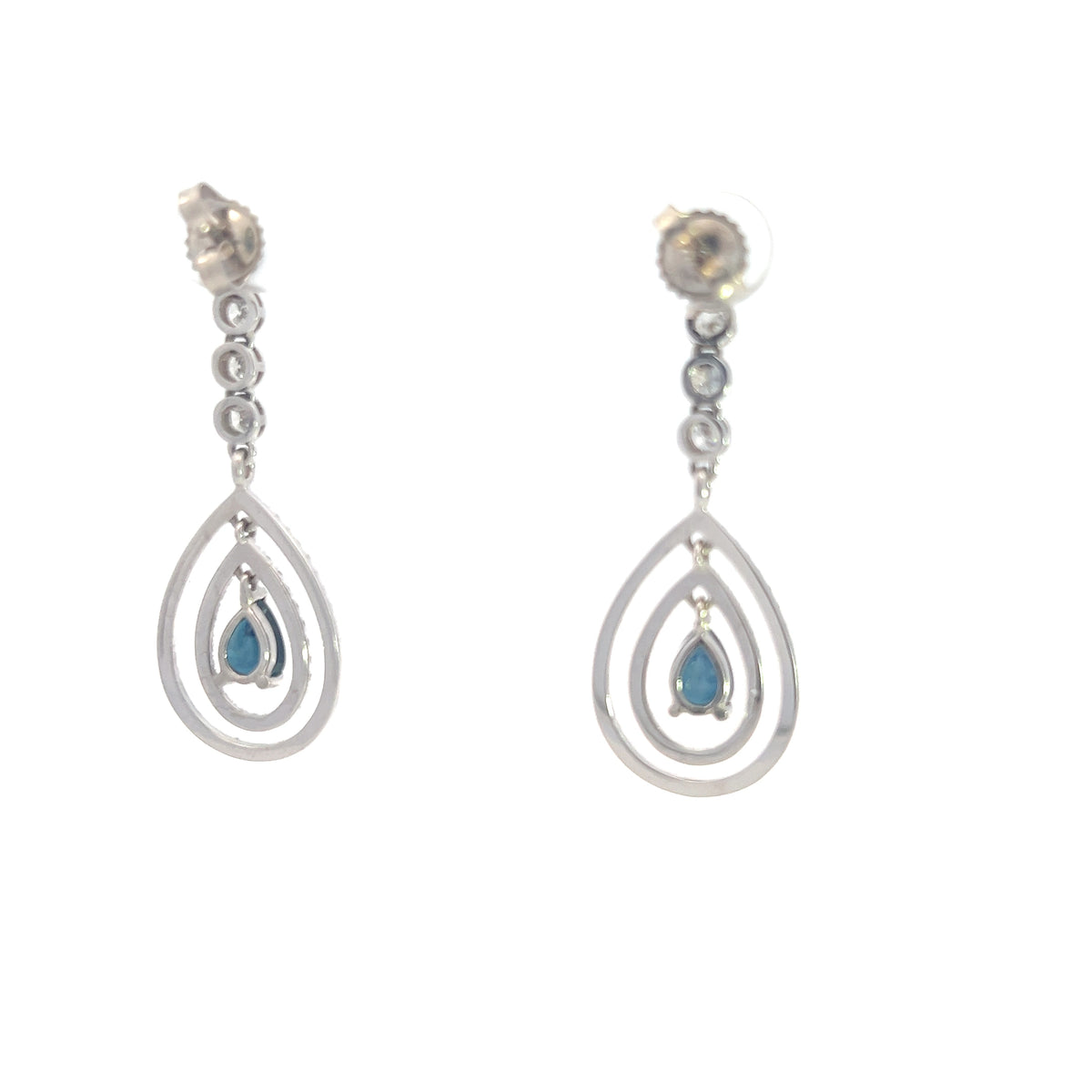 14K White Gold Sapphire and Diamond Earring