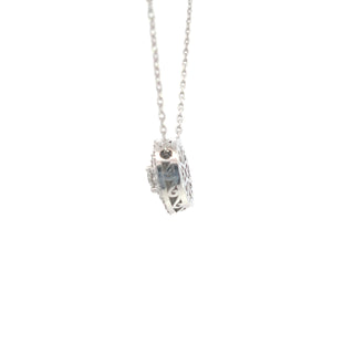 14K White Gold 1.14cttw Diamond Halo Pendant - 18"