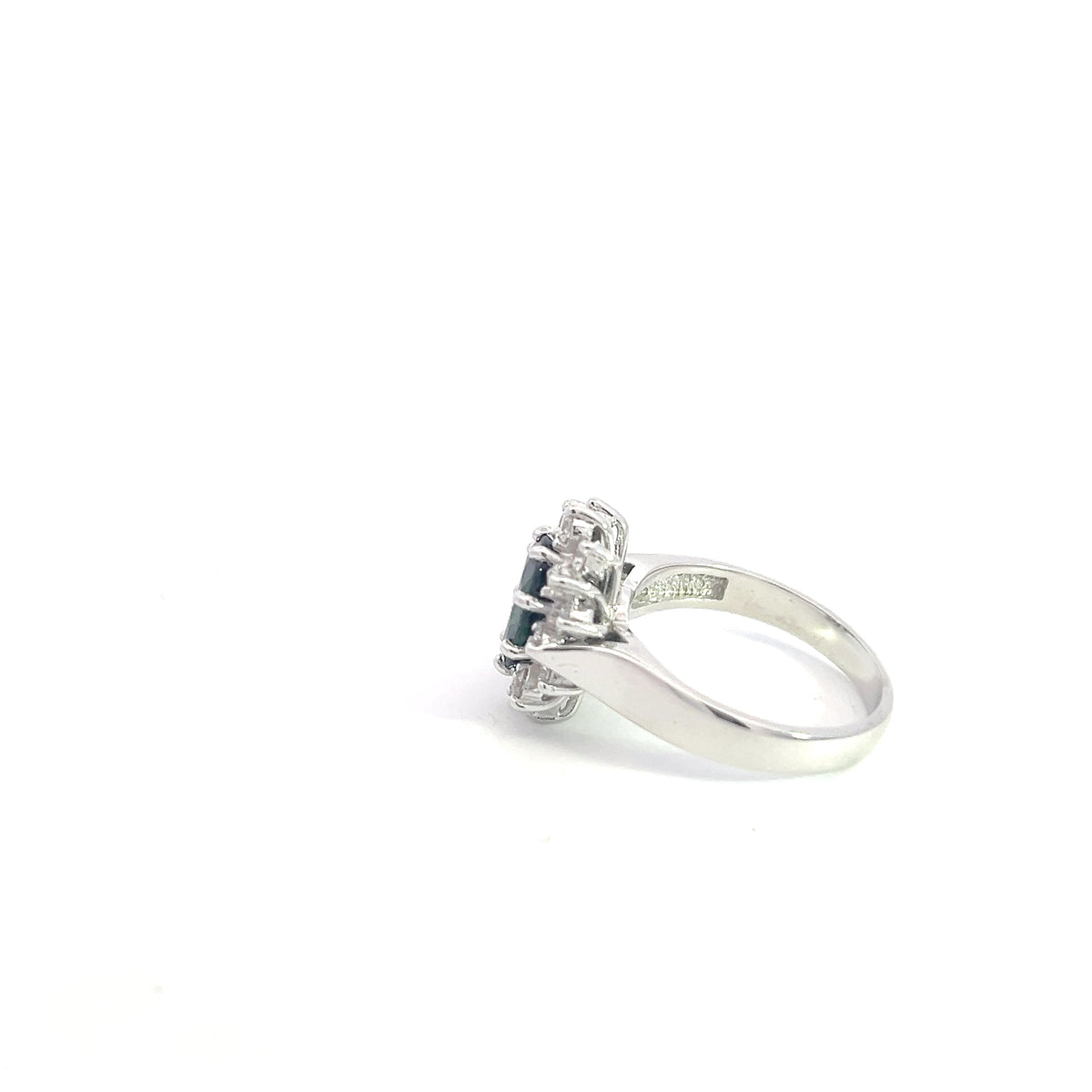 14K White Gold Sapphire &amp; Diamond Ring