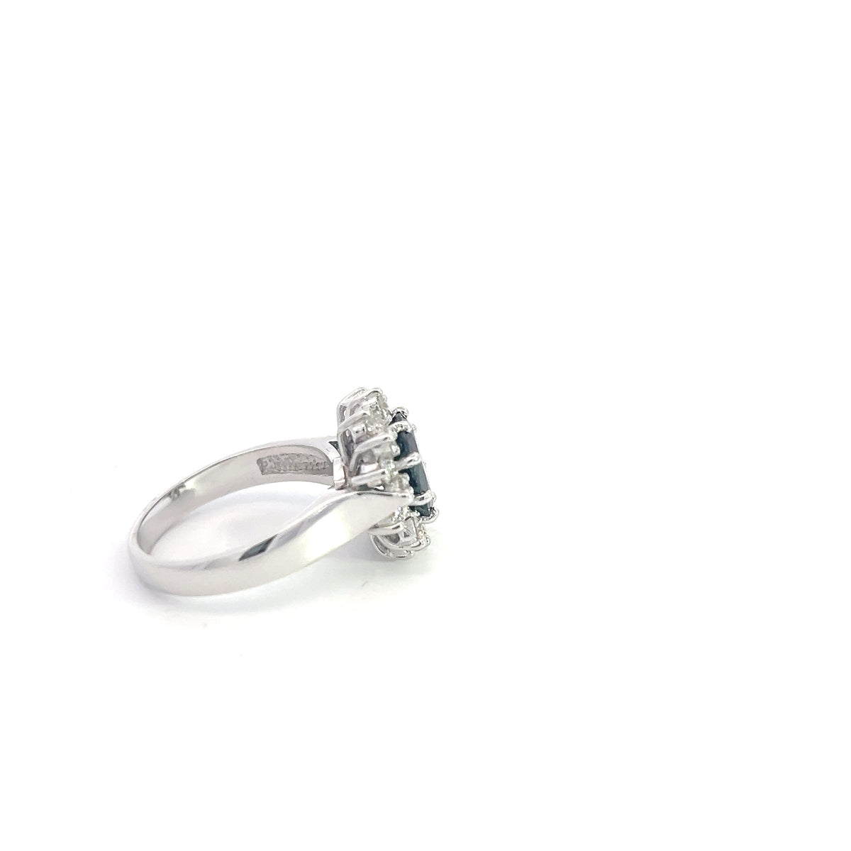 14K White Gold Sapphire &amp; Diamond Ring