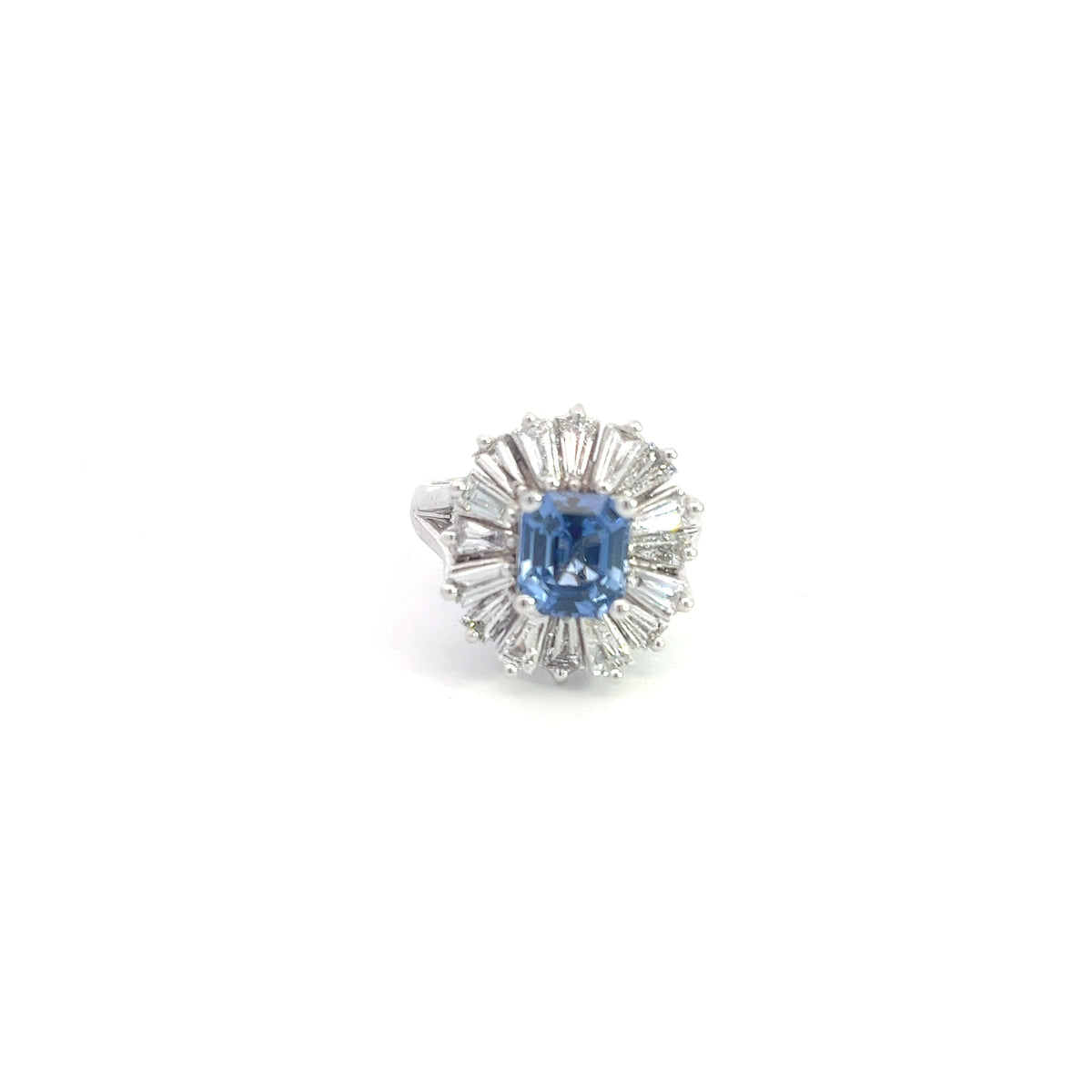 14K White Gold Sapphire &amp; Diamond Ring