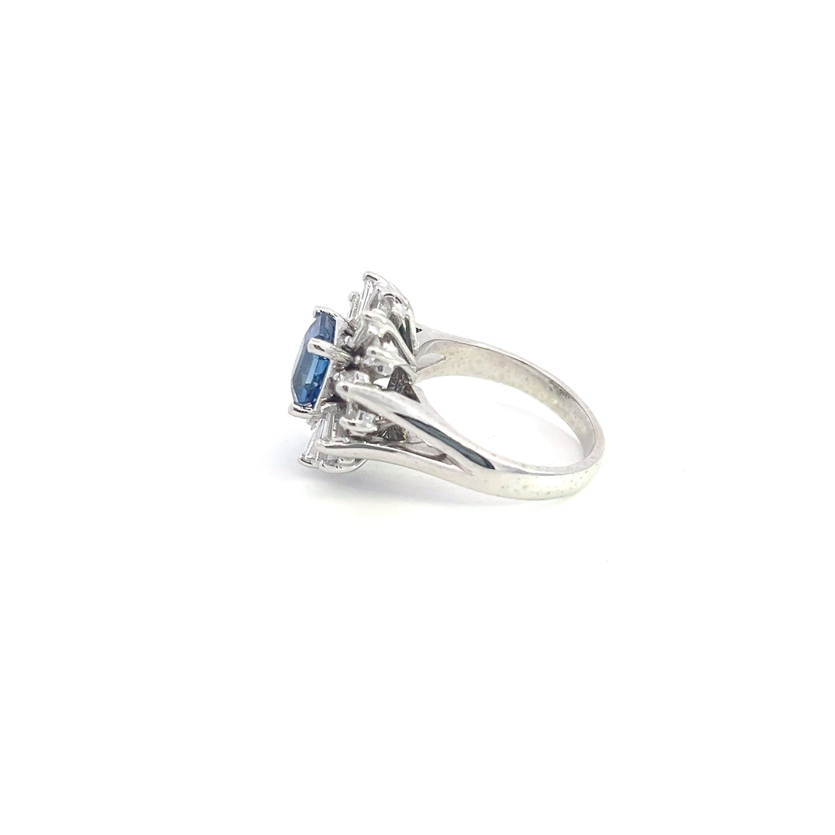 14K White Gold Sapphire &amp; Diamond Ring